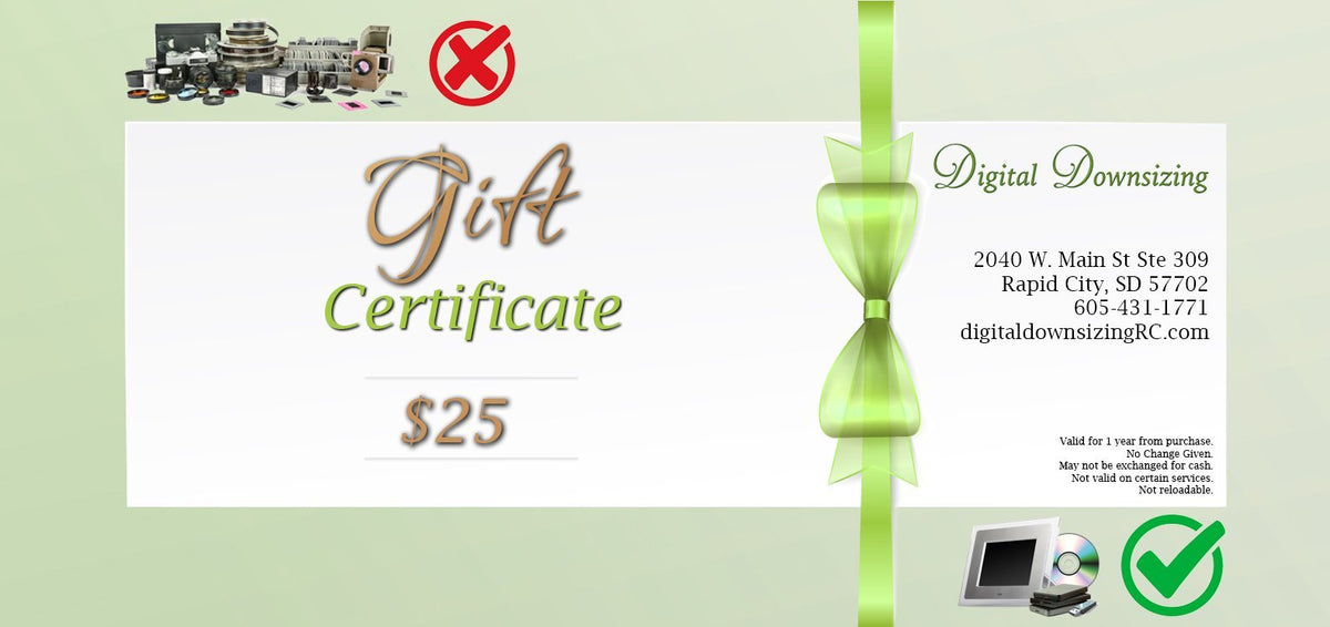 Gift Certificates - Digital Downsizing